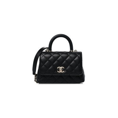CHANEL CAVIAR QUILTED EXTRA MINI COCO HANDLE FLAP AS2215 (19*13*9cm)